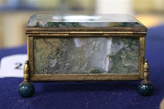 Two 19th century gilt metal framed agate caskets height 5cm